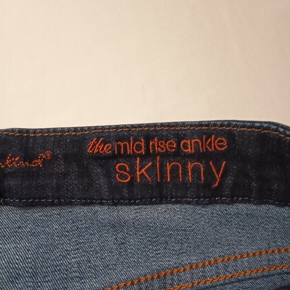 7 For All Mankind Jeans Size 24/0 The Mid Rise Ankle Skinny Dark Wash - Picture 5 of 11